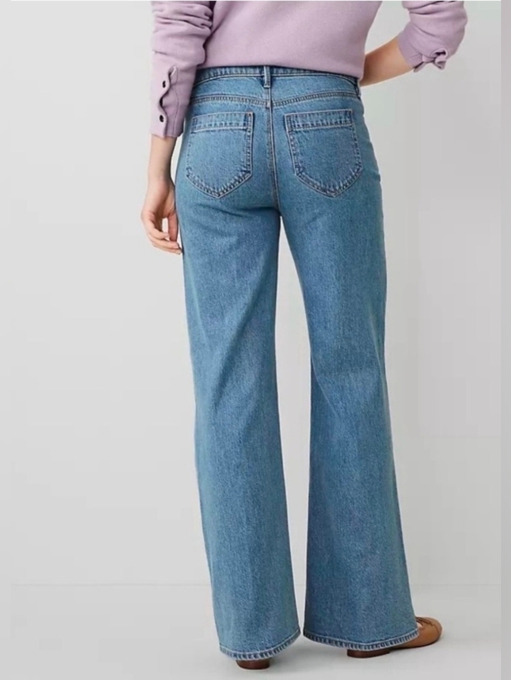 ❤️ ANN TAYLOR HIGH RISE WIDE LEG PATCH POCKET JEANS, 10 (30) - Picture 2 of 10